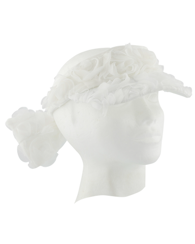 CAROLINE BOSMANS Transparent Rose Bow Cap in White
