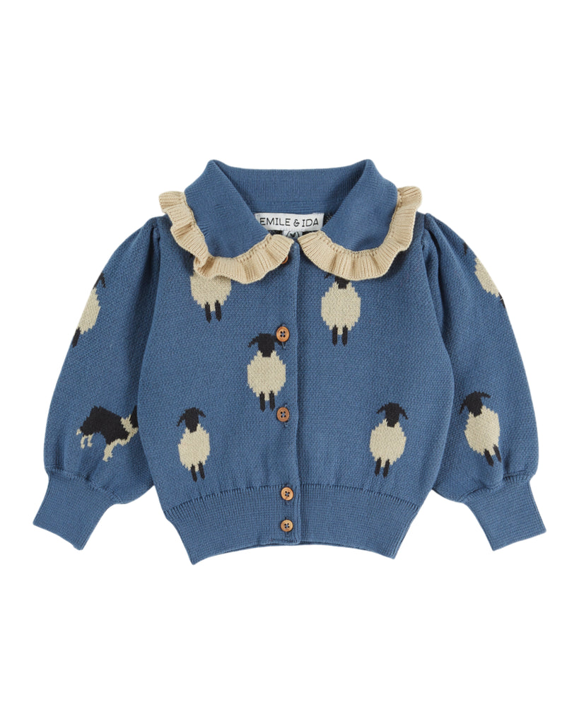 EMILE ET IDA FW26 BLUE SHEEP CARDIGAN