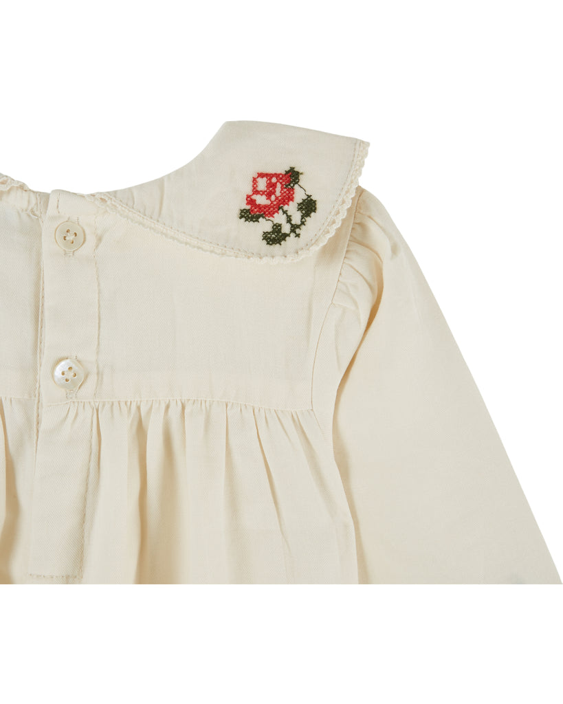 EMILE ET IDA FW26 BEBE CROSS-STITCH PUFFEL ROMPER