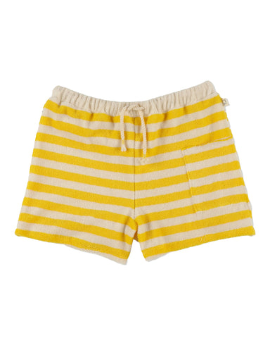 MY LITTLE COZMO "Les Tresors Marines" Organic Toweling Terry Stripes Dress in Yellow