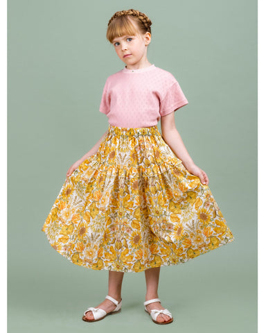 CAROLINE BOSMANS AW24 Tiered Skirt in Pale Pink