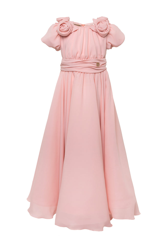 ELIE SAAB Fall Winter 2025 FLOWER DETAIL CHIFFON GOWN MAXI DRESS