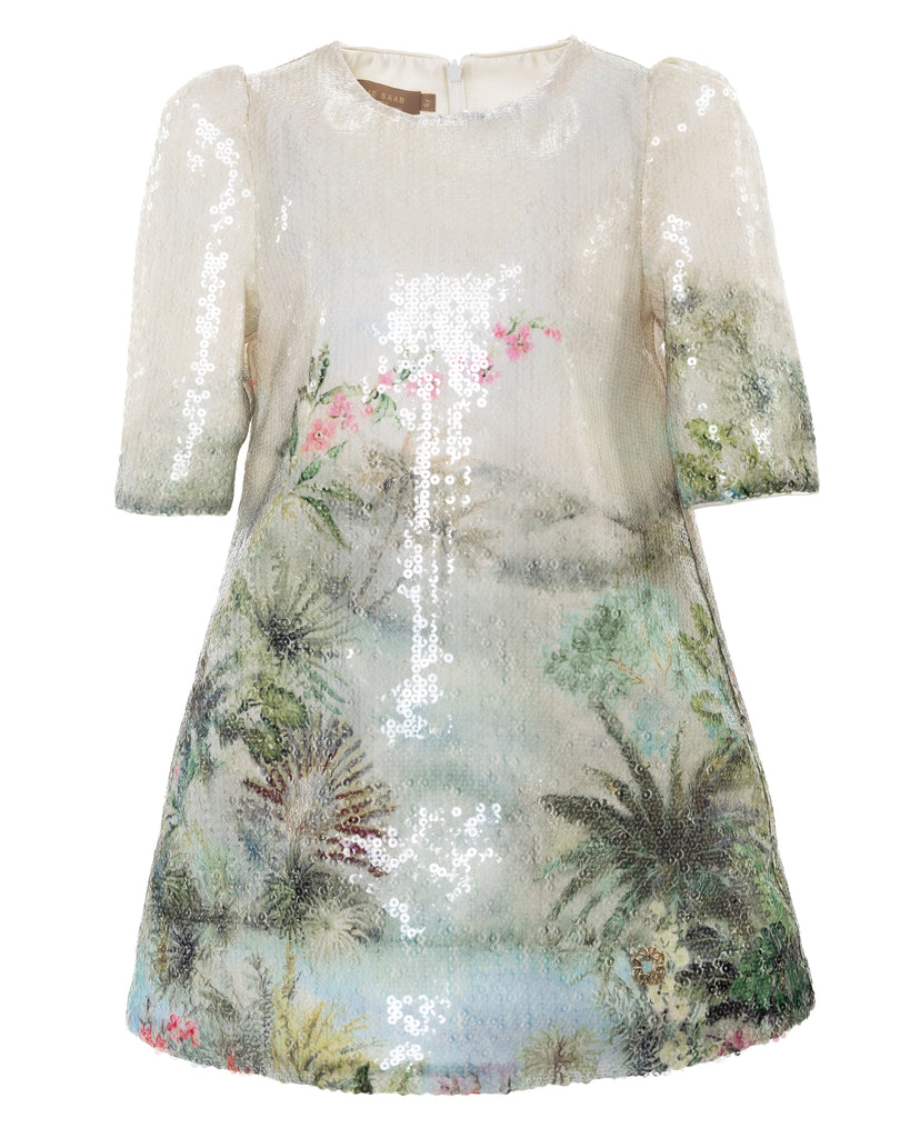ELIE SAAB Spring Summer 2026 TROPICAL-PRINT SEQUINED DRESS