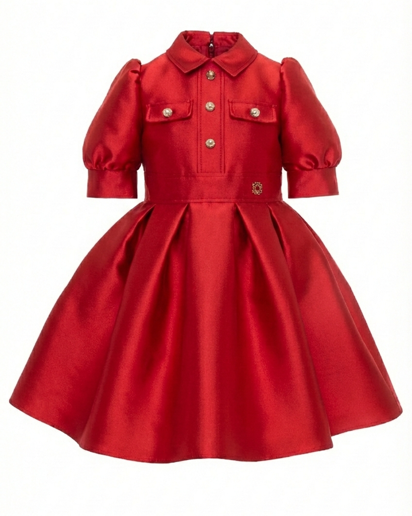ELIE SAAB FALL 2026 Jacquard Princess Logo Dress in Red