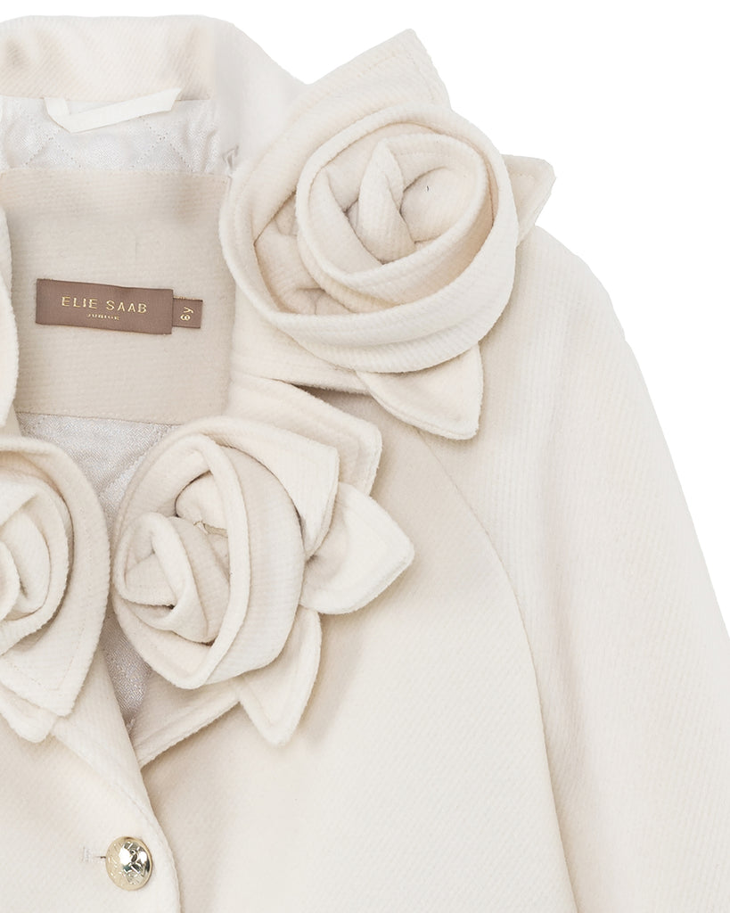 ELIE SAAB Fall Winter 2025 FLORAL-DETAIL COAT in WHITE