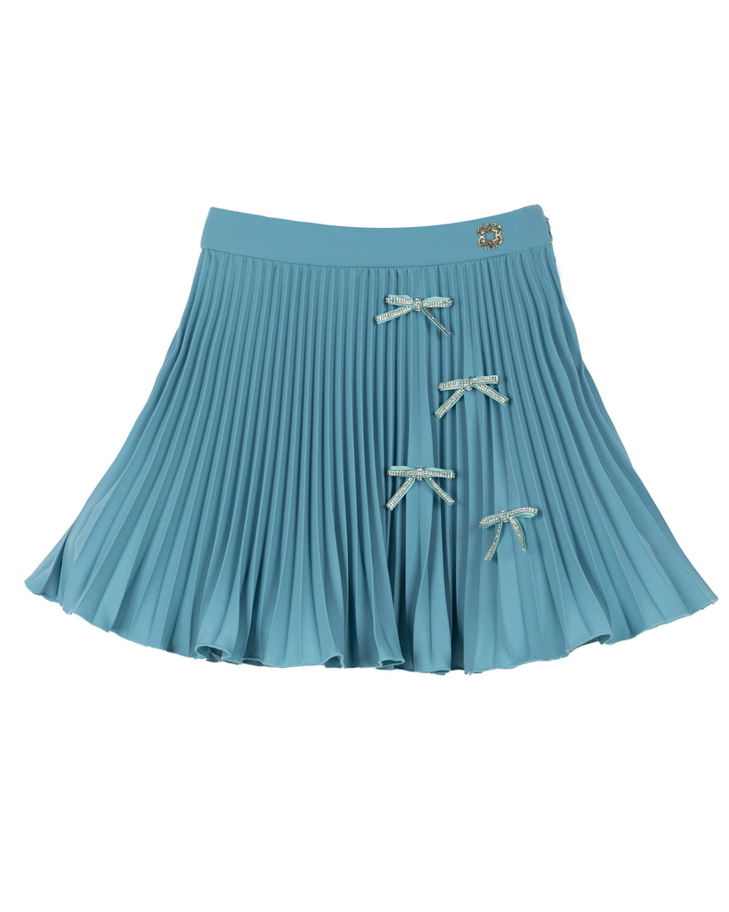 ELIE SAAB Fall Winter 2025 EMBELLISHED PLEATED SKIRT TURQUOISE