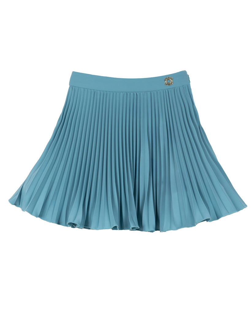 ELIE SAAB Fall Winter 2025 EMBELLISHED PLEATED SKIRT TURQUOISE