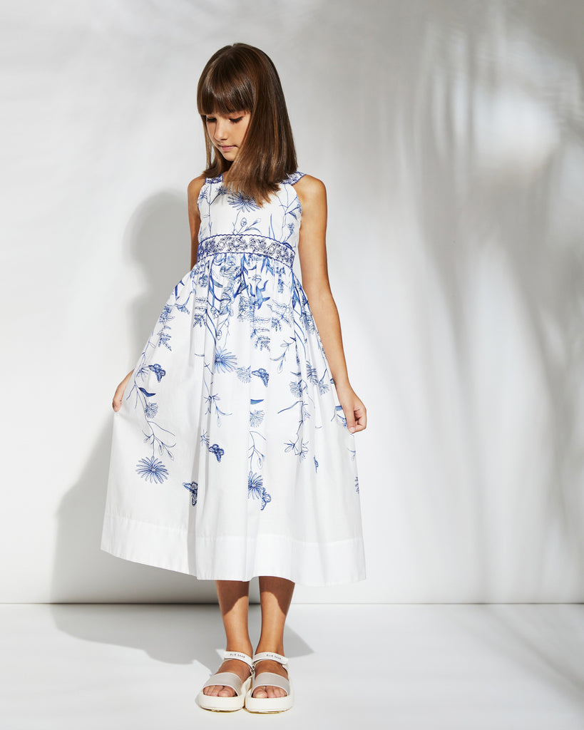 ELIE SAAB White Floral Embroidered Sleeveless Maxi Dress