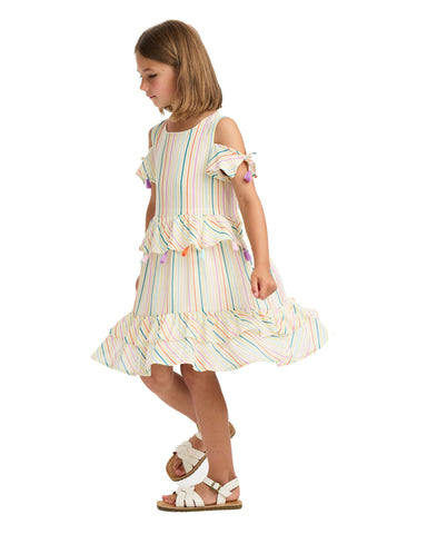 NICOLE MILLER GIRLS SS24 Tri-Color Tiered Dress