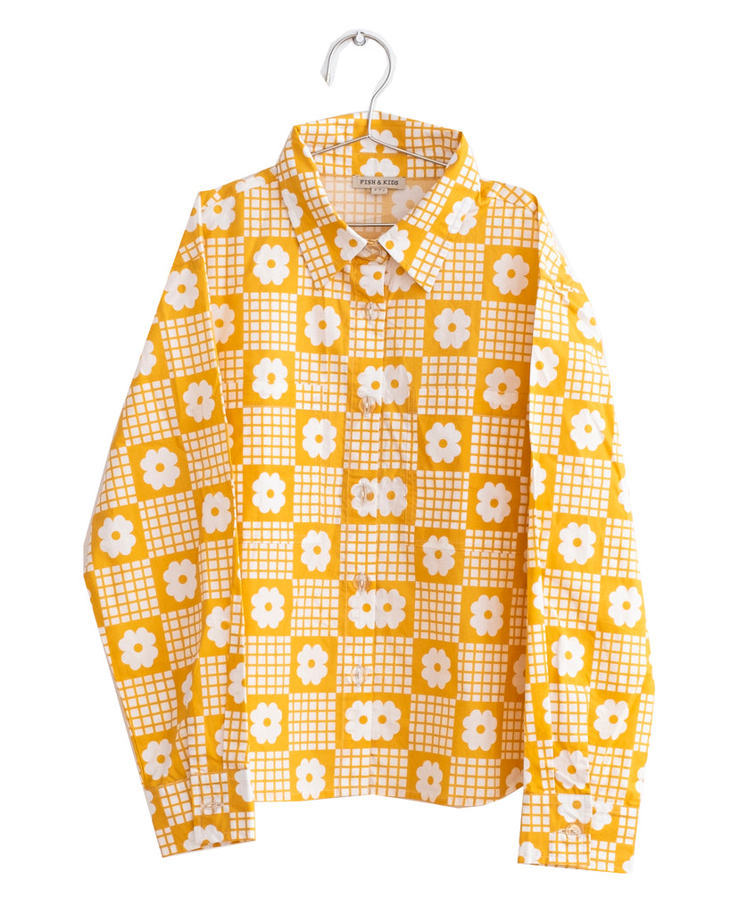 FISH & KIDS FALL 2026 ORANGE FLOWERS RETRO SHIRT