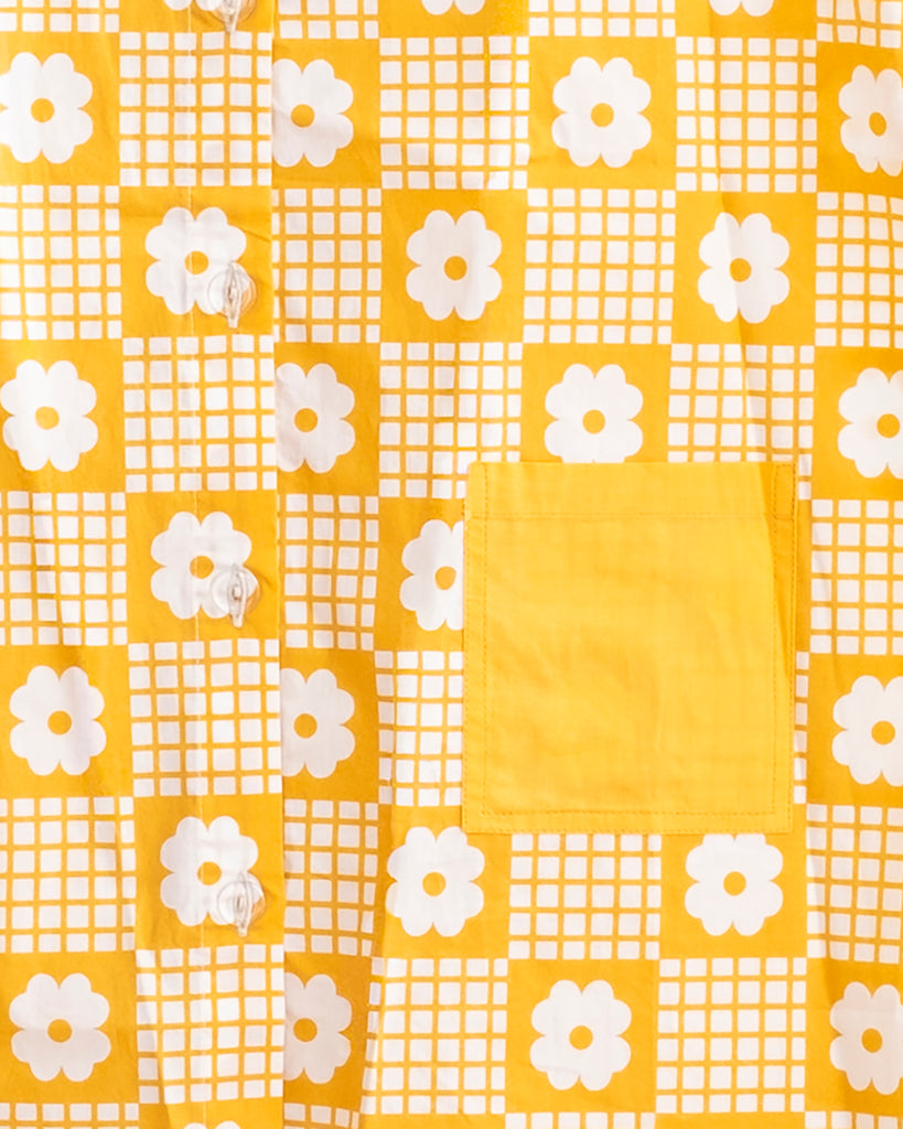 FISH & KIDS FALL 2026 ORANGE FLOWERS PINAFORE RETRO DRESS