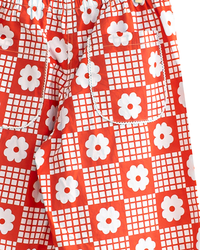 FISH & KIDS FALL 2026 RED FLOWERS RETRO PANTS
