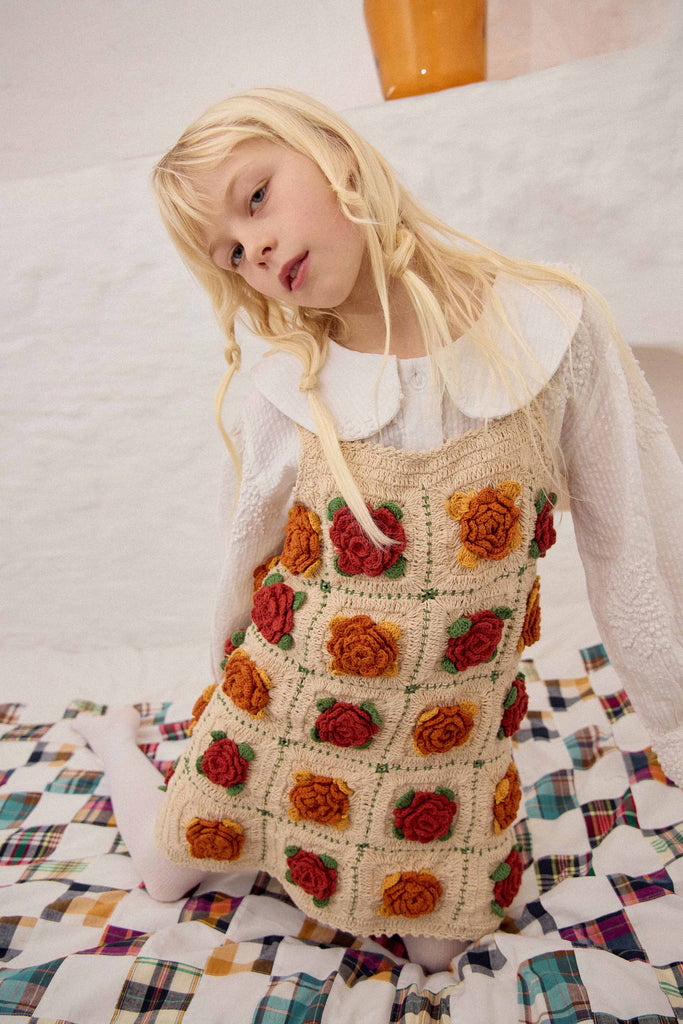 FISH & KIDS FALL 2026 CROCHET FLOWERS PATCHWORK DRESS