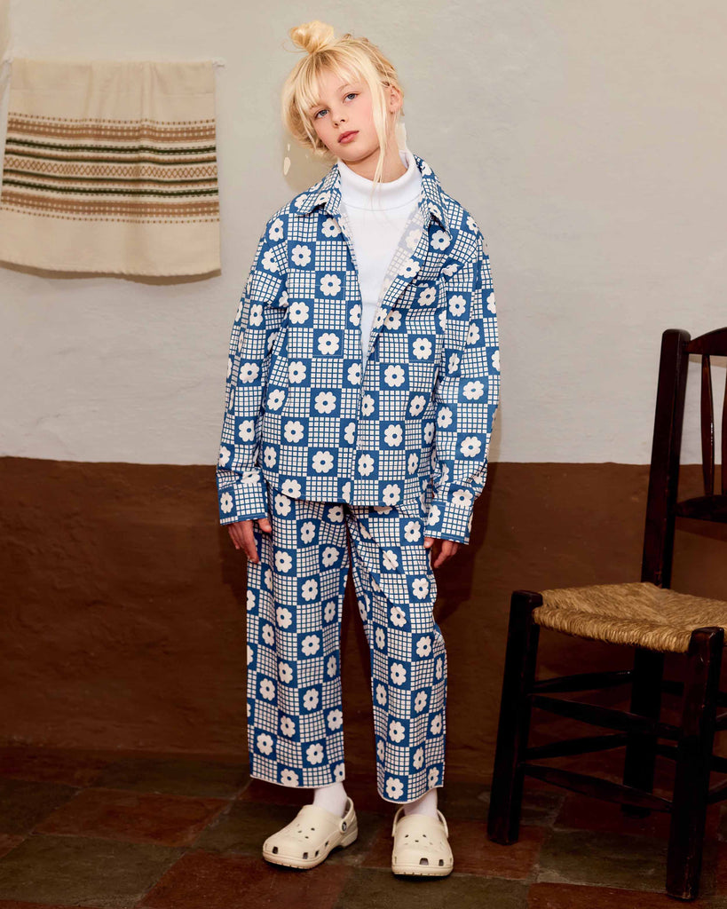 FISH & KIDS FALL 2026 NAVY FLOWERS RETRO SHIRT