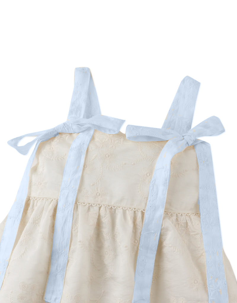 GINGERSNAPS SS26 Leilani Embroidered Top with Bow Tie Straps
