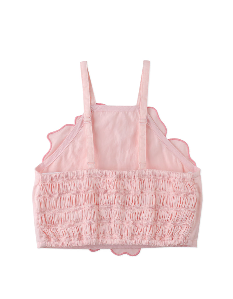 GINGERSNAPS SS26 Eloise Halter Top with Large Flower Appliqué & Contrast Stitching