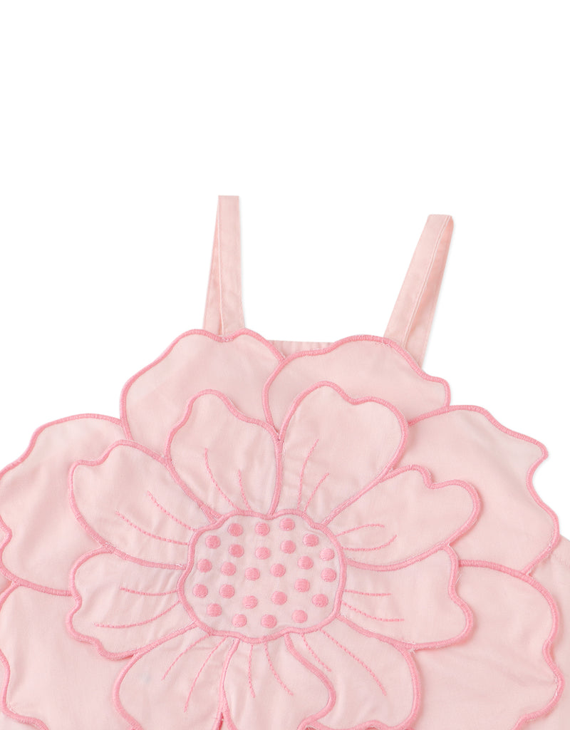 GINGERSNAPS SS26 Eloise Halter Top with Large Flower Appliqué & Contrast Stitching