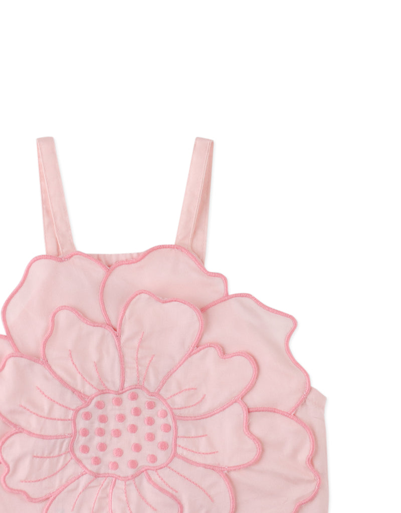 GINGERSNAPS SS26 Eloise Halter Top with Large Flower Appliqué & Contrast Stitching