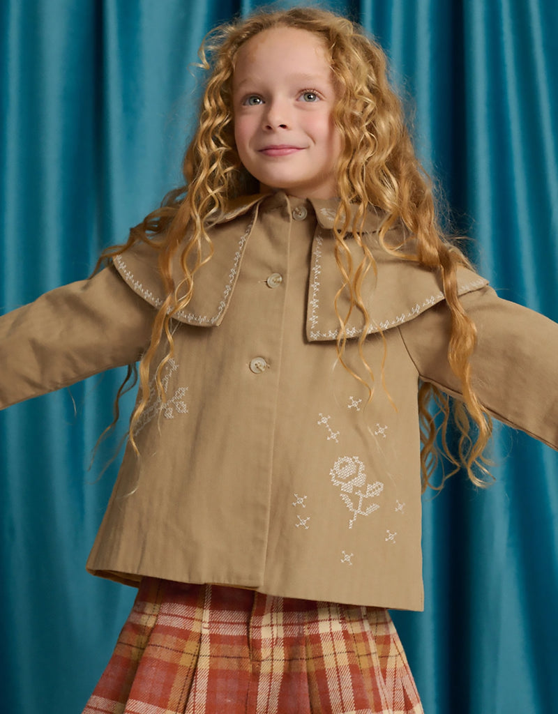 GINGERSNAPS FALL 2026 PHILIPPA HERRINGONE CAPE COAT