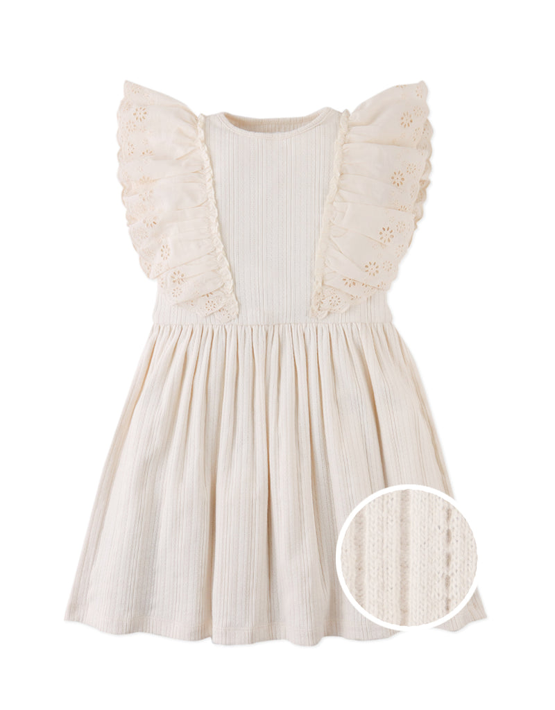 GINGERSNAPS SS26 Liberty Multiribbed Dress with Eyelet Ruffle Sleeves
