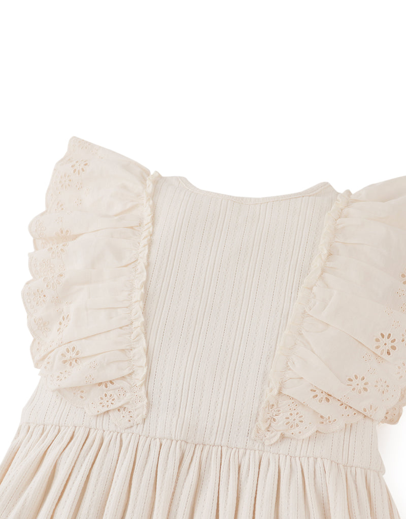 GINGERSNAPS SS26 Liberty Multiribbed Dress with Eyelet Ruffle Sleeves