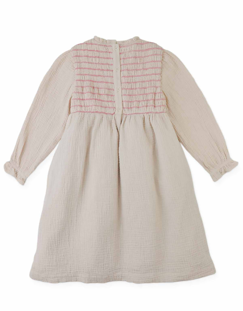 GINGERSNAPS FALL 2026 EMMALINE SMOCKED DRESS WITH CROSS STITCH EMBROIDERY