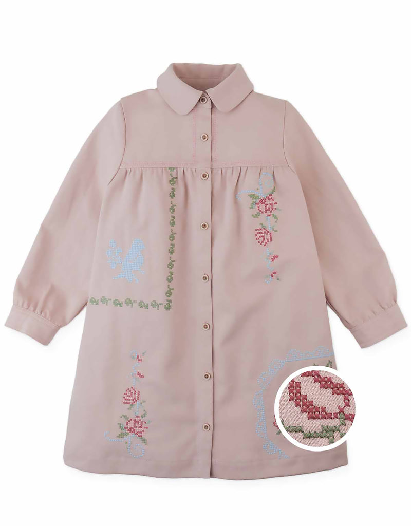 GINGERSNAPS FALL 2026 MINERVA SHIFT DRESS WITH COLLAR AND CROSS STITCH