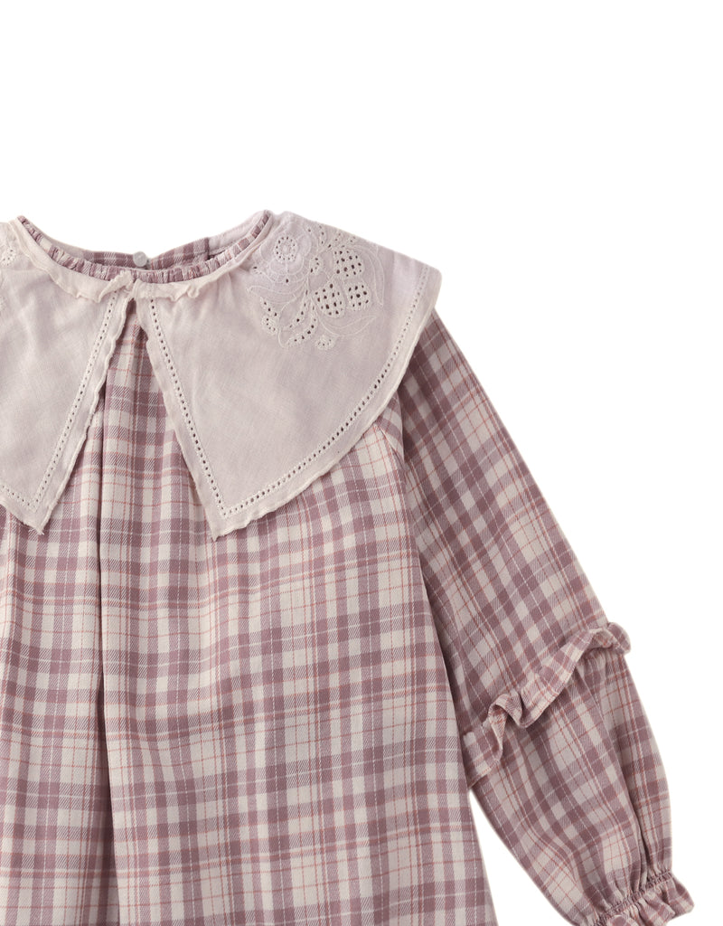 GINGERSNAPS FW25 REESE LONG SLEEVES CHECK SHIFT DRESS