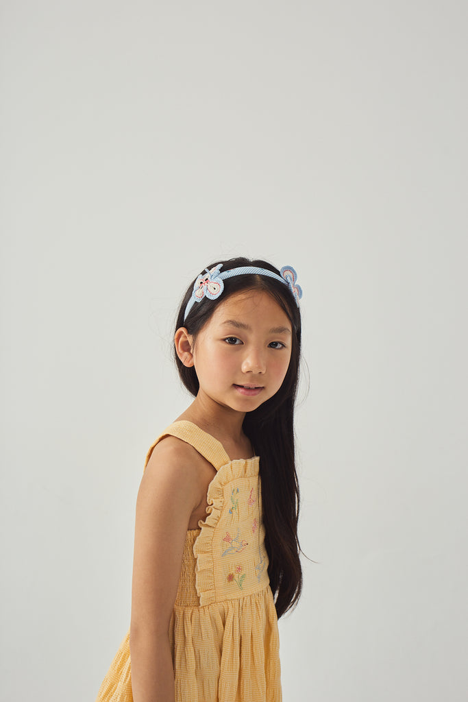 GINGERSNAPS SS26 Emily Ruffled Apron Dress with Botanical Embroidery