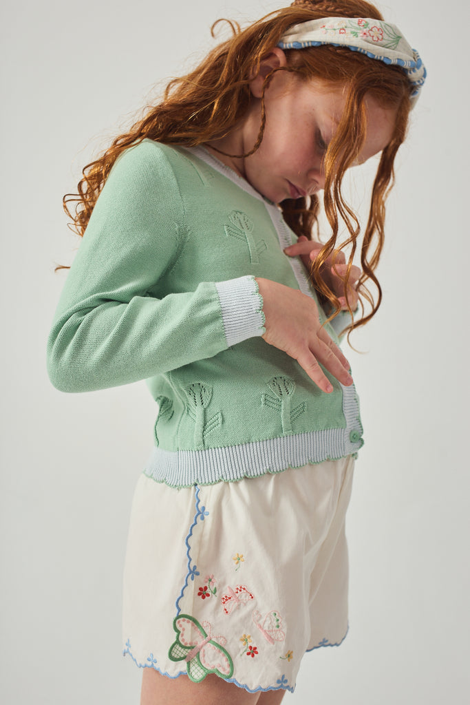 GINGERSNAPS SS26 Jisoo Shorts with Butterfly Embroidery & Scalloped Edges