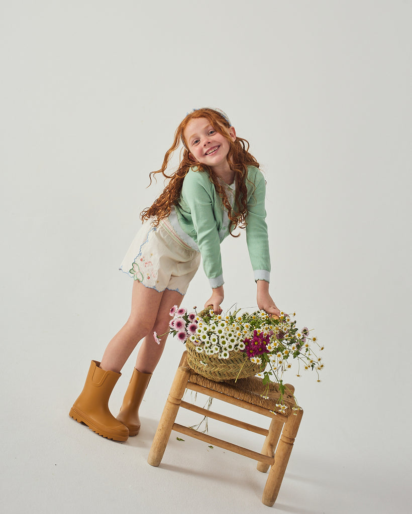 GINGERSNAPS SS26 Jisoo Shorts with Butterfly Embroidery & Scalloped Edges