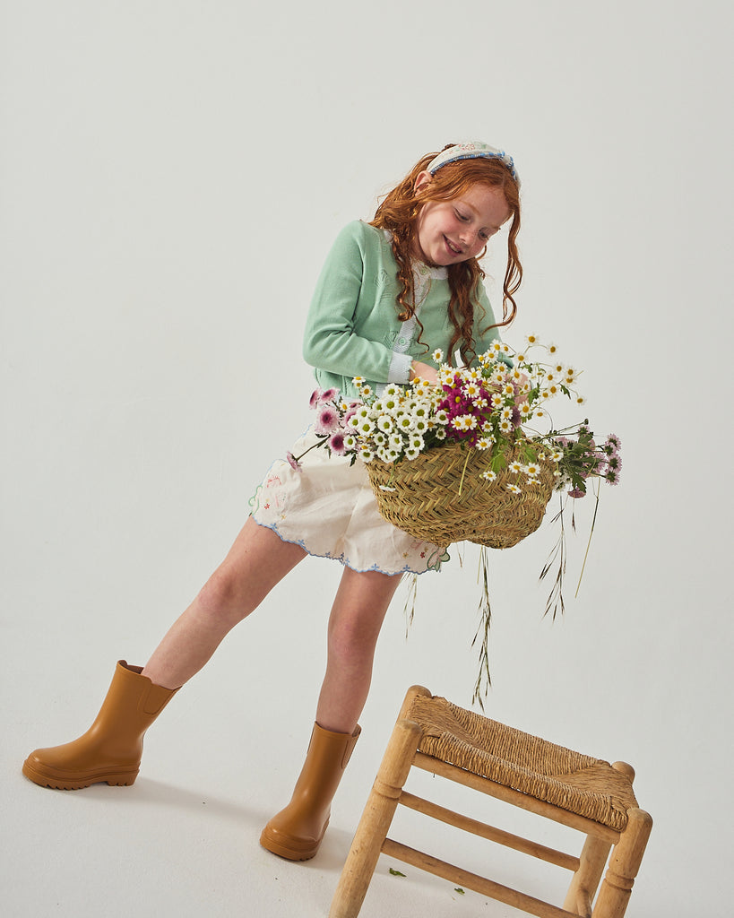 GINGERSNAPS SS26 Jisoo Shorts with Butterfly Embroidery & Scalloped Edges