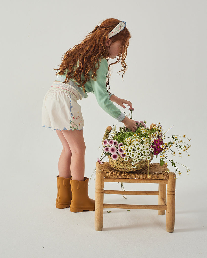 GINGERSNAPS SS26 Jisoo Shorts with Butterfly Embroidery & Scalloped Edges