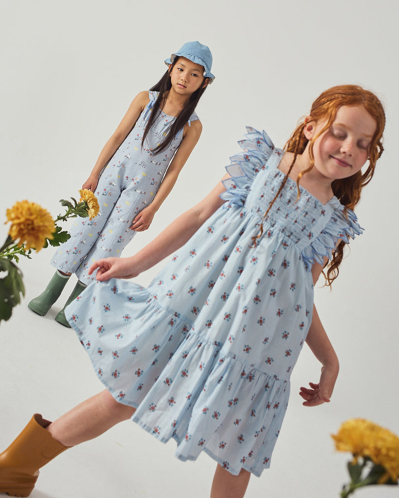 GINGERSNAPS SS26 Chloe Apron Dress with Smocked Bodice & Petal Sleeves