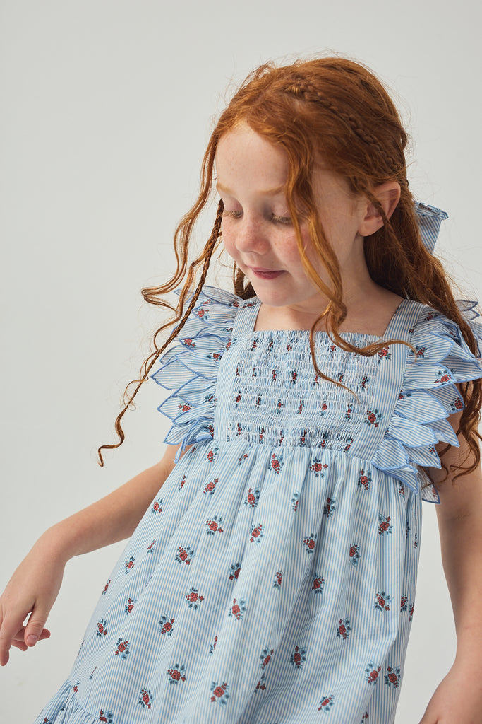 GINGERSNAPS SS26 Chloe Apron Dress with Smocked Bodice & Petal Sleeves