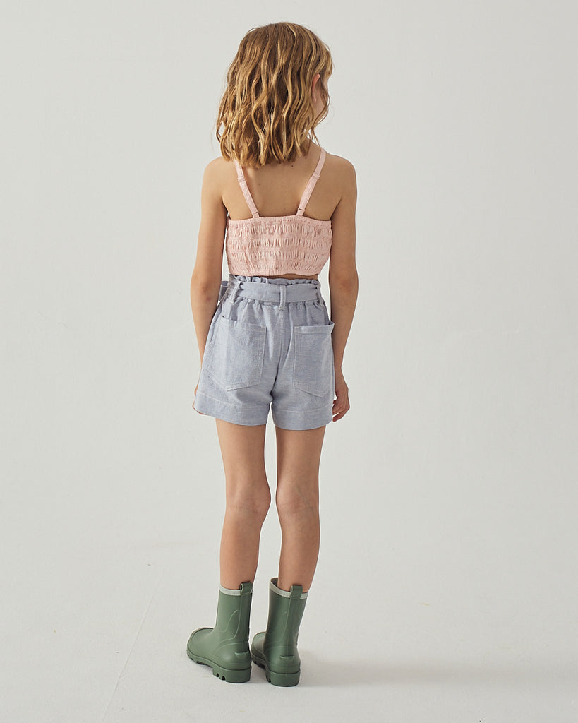 GINGERSNAPS SS26 Eloise Halter Top with Large Flower Appliqué & Contrast Stitching