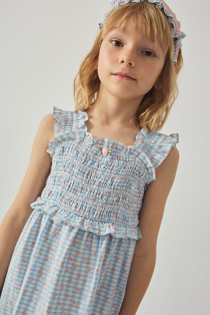GINGERSNAPS SS26 Powder Dress with Shirred Straps & Ruffles
