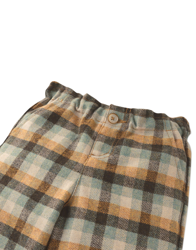 GINGERSNAPS FW25 PULL-ON LOOSE TARTAN CHECK STRAIGHT PANTS