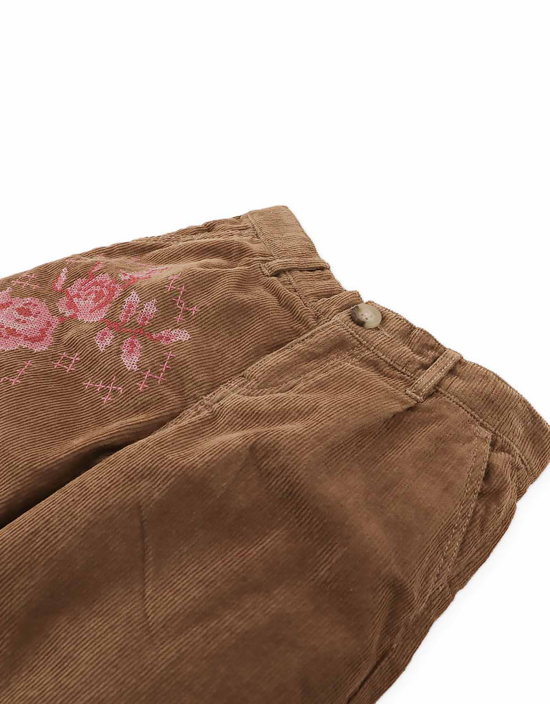 GINGERSNAPS FALL 2026 LOREINE WIDE LEG CORDUROY PANTS WITH ROSE DETAILS