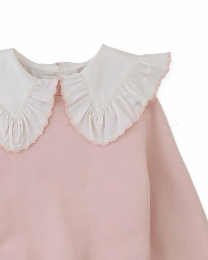 GINGERSNAPS FALL 2026 BENEDICTA SWEATER WITH REMOVABLE WOVEN RUFFLED COLLAR