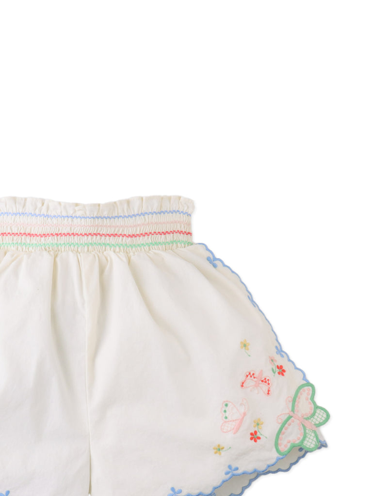 GINGERSNAPS SS26 Jisoo Shorts with Butterfly Embroidery & Scalloped Edges