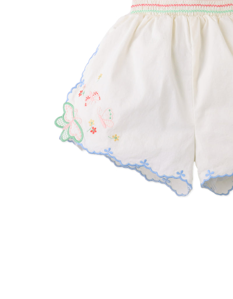GINGERSNAPS SS26 Jisoo Shorts with Butterfly Embroidery & Scalloped Edges