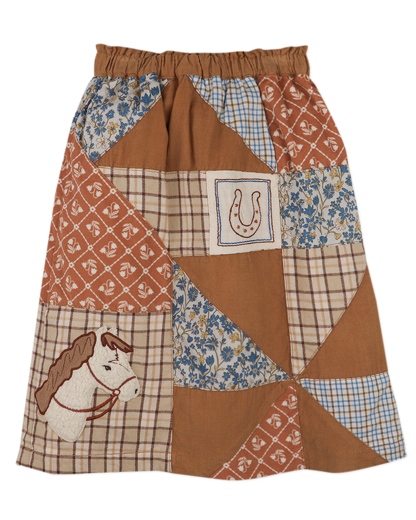 GINGERSNAPS FW25 DAKOTA PATCHWORK MIDI SKIRT