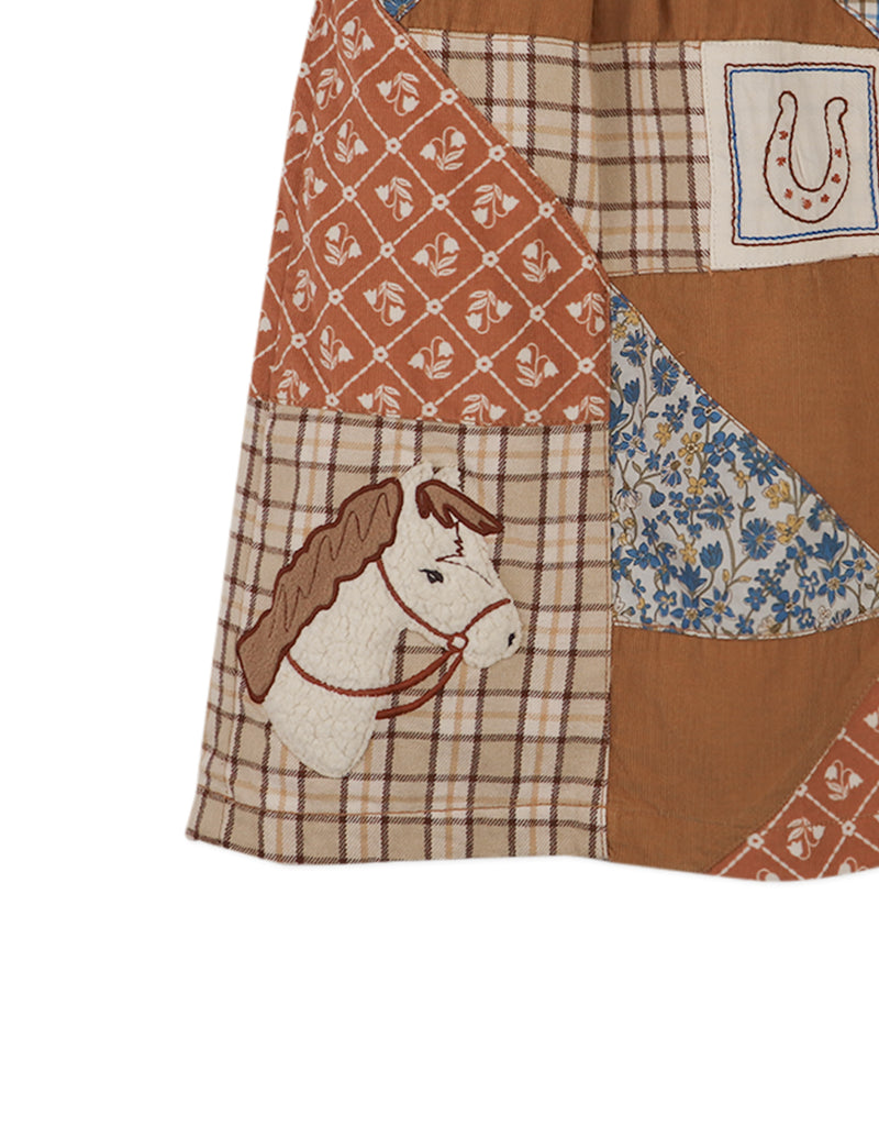 GINGERSNAPS FW25 DAKOTA PATCHWORK MIDI SKIRT