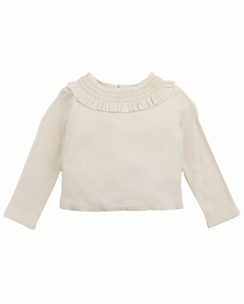 GINGERSNAPS Baby Long Sleeve Ribbed T-shirt Top with Smocked Collar