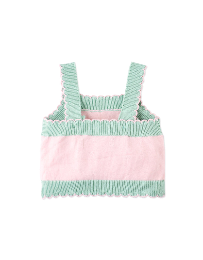 GINGERSNAPS SS26 Baby Rosé Combed Cotton Knit Top with Heart Intarsia Design