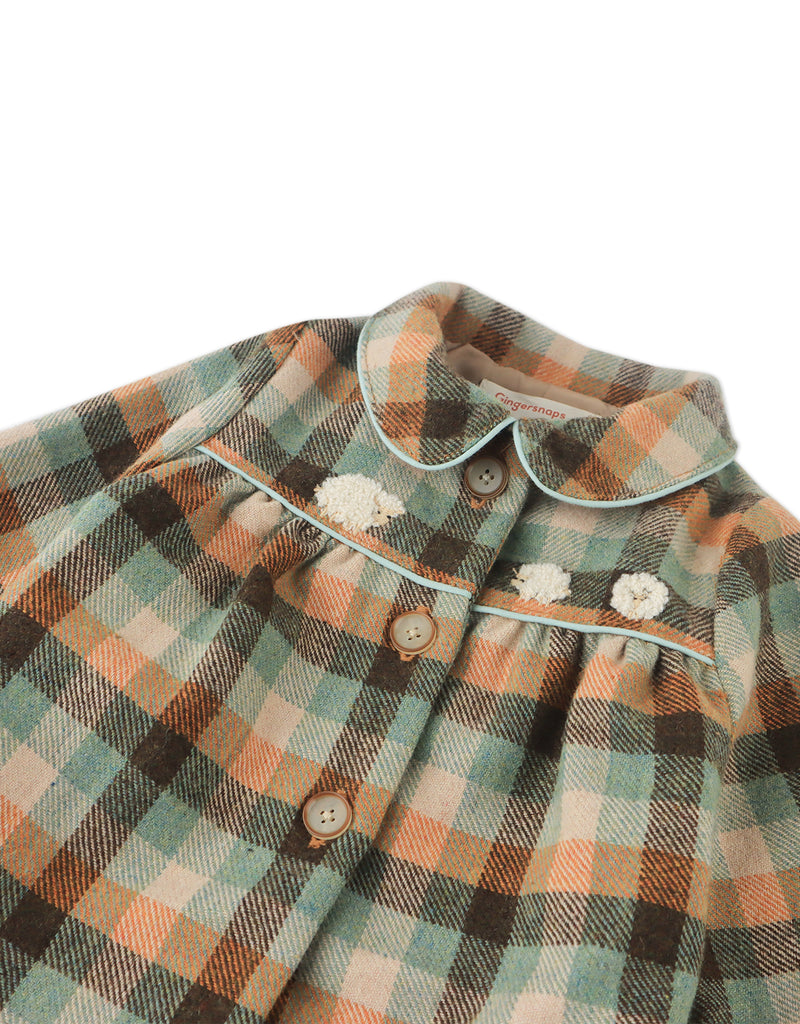 GINGERSNAPS FW25 BABY CHECK MAUDE COAT BRIARWOOD