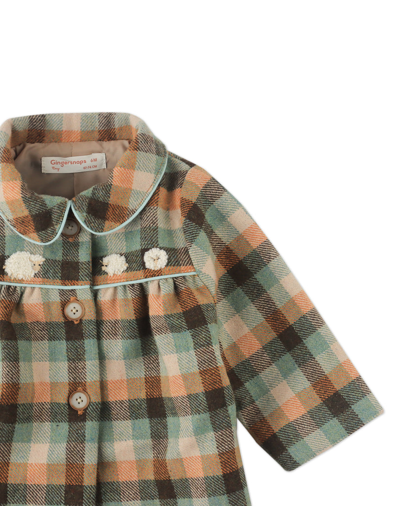 GINGERSNAPS FW25 BABY CHECK MAUDE COAT BRIARWOOD