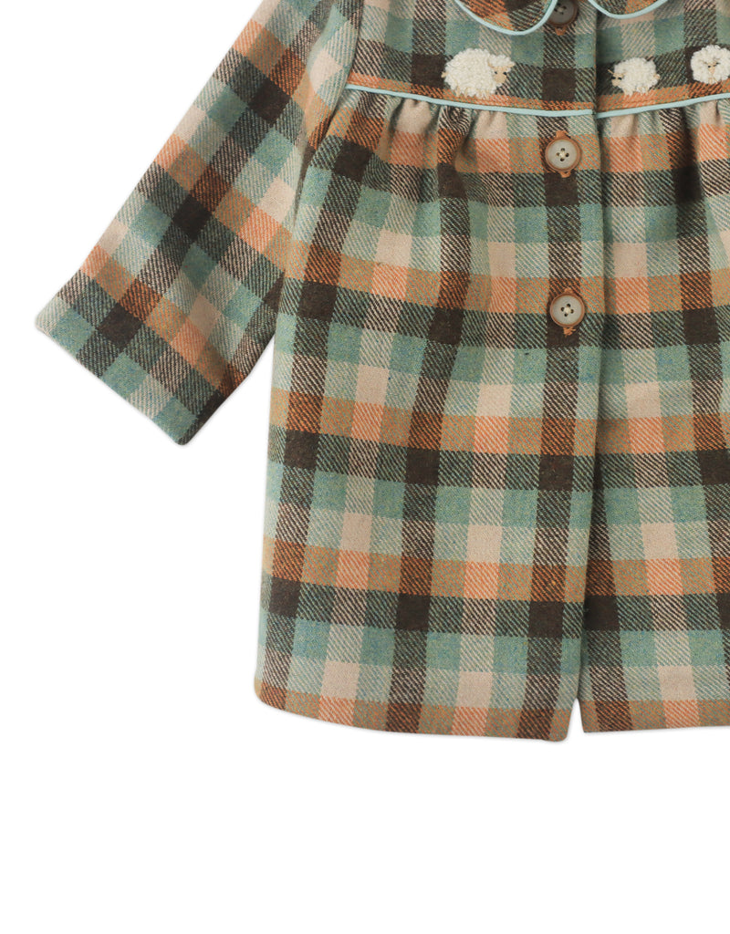 GINGERSNAPS FW25 BABY CHECK MAUDE COAT BRIARWOOD