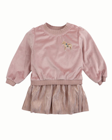 GINGERSNAPS Baby Velvet Pleated Skirt with Metallic Elastic Waistband